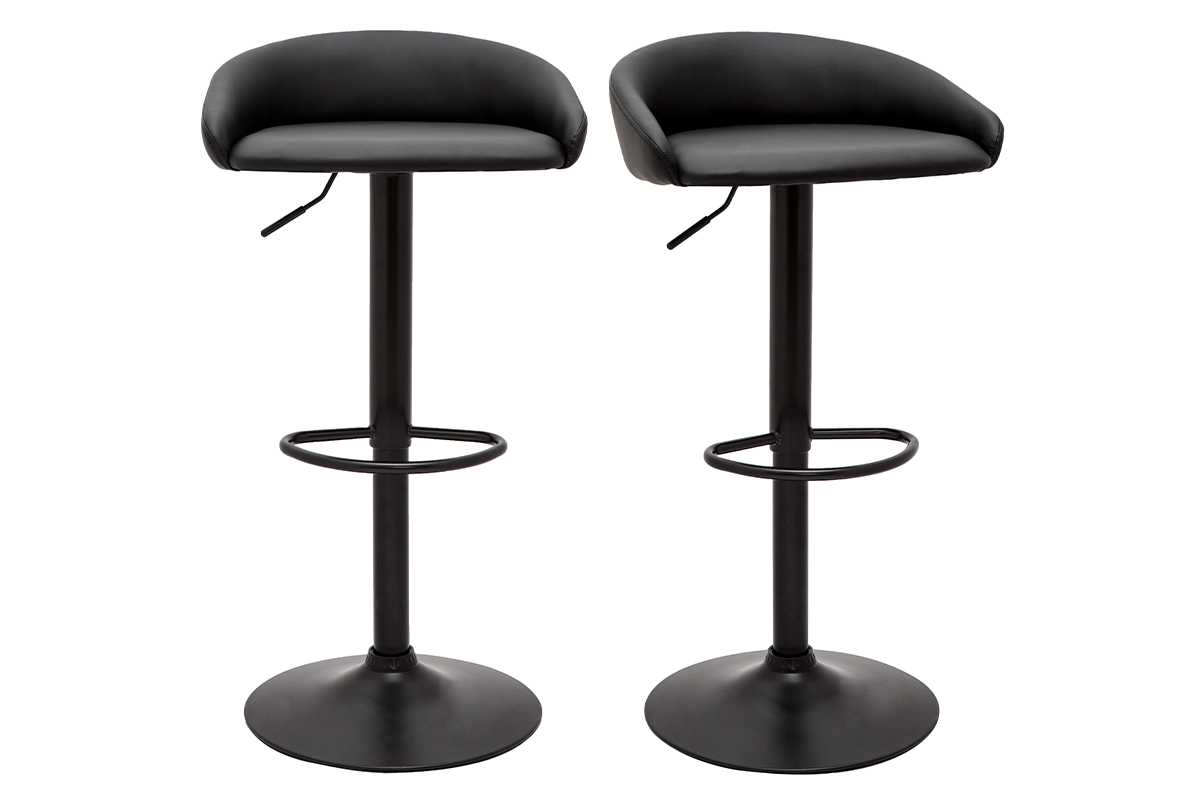 Sgabelli da bar design regolabili neri (lotto di 2) REYNOLD