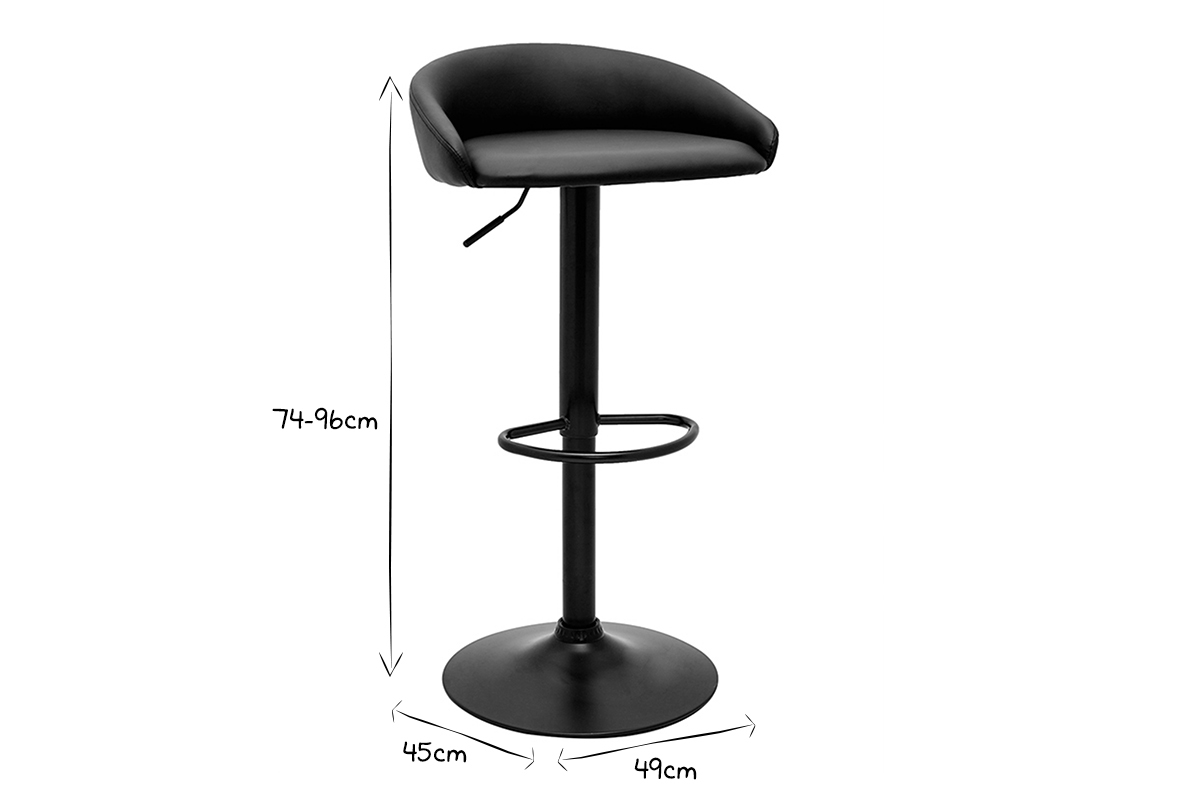 Sgabelli da bar design regolabili neri (lotto di 2) REYNOLD