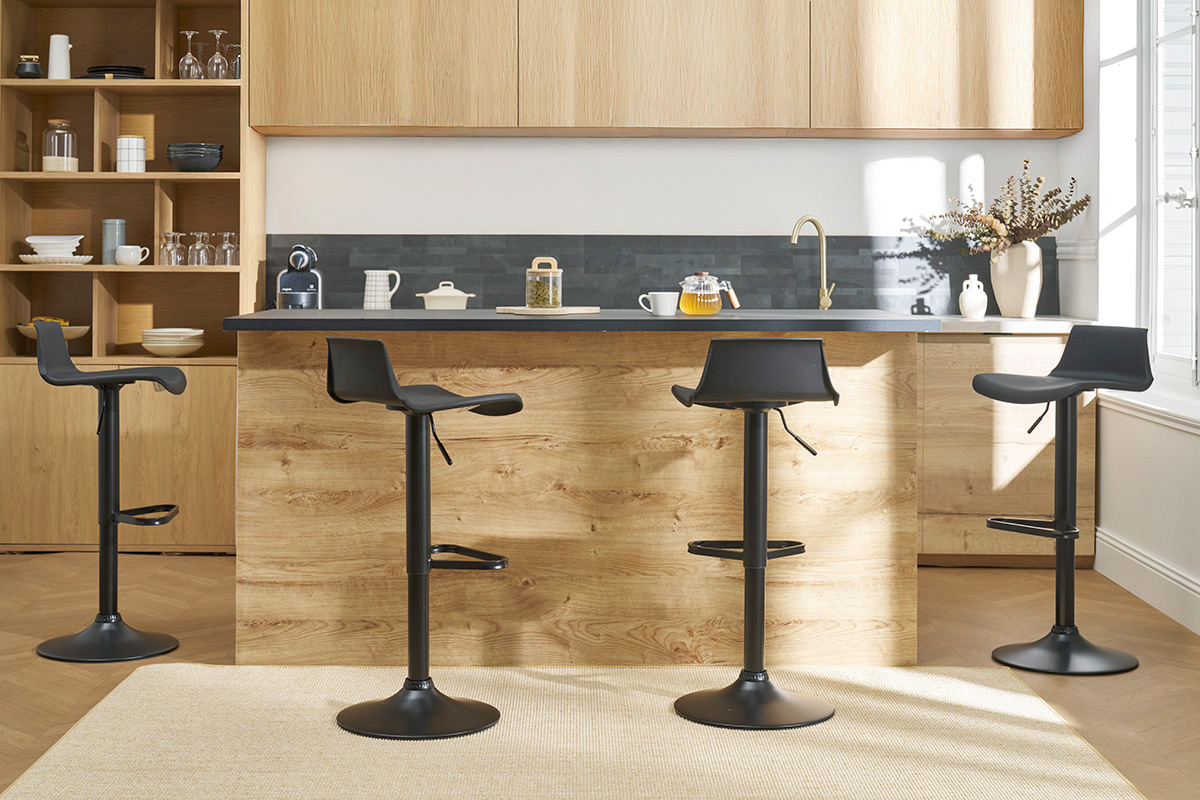 Sgabelli da bar design regolabili nero 360 (set di 2) KRONOS