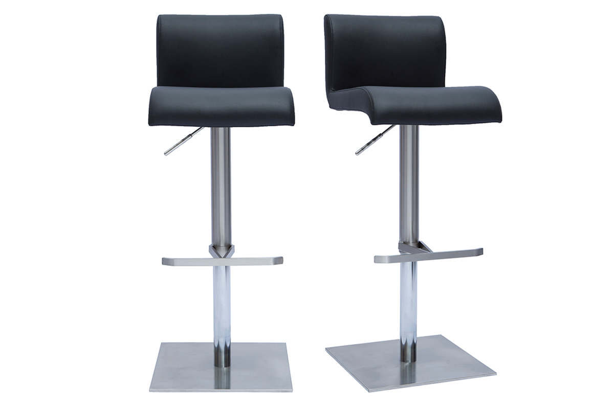 Set di 2 sgabelli da bar regolabili in Finta pelle Colore nero EMMA