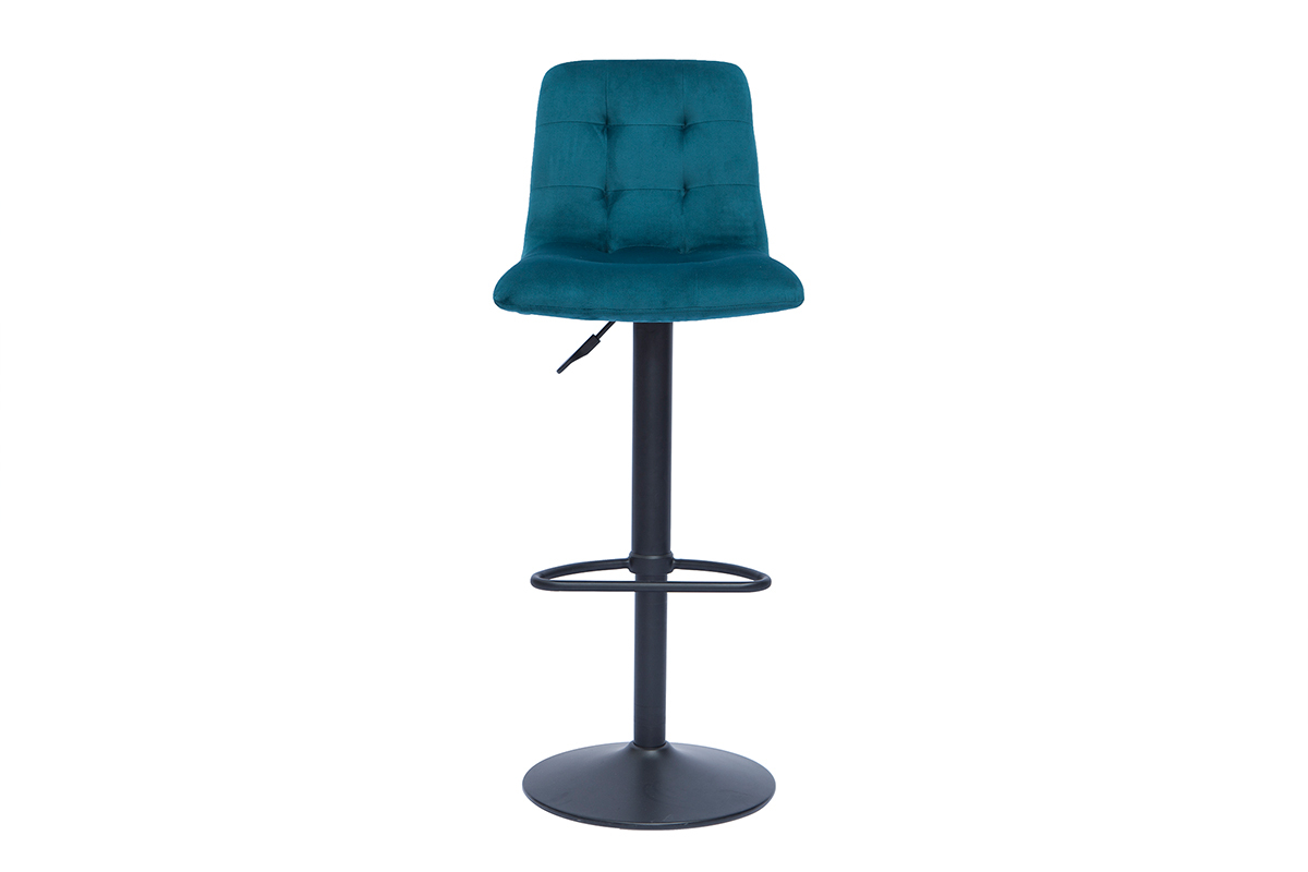 Sgabelli da bar design regolabili velluto blu petrolio (set di 2) ESCAPE