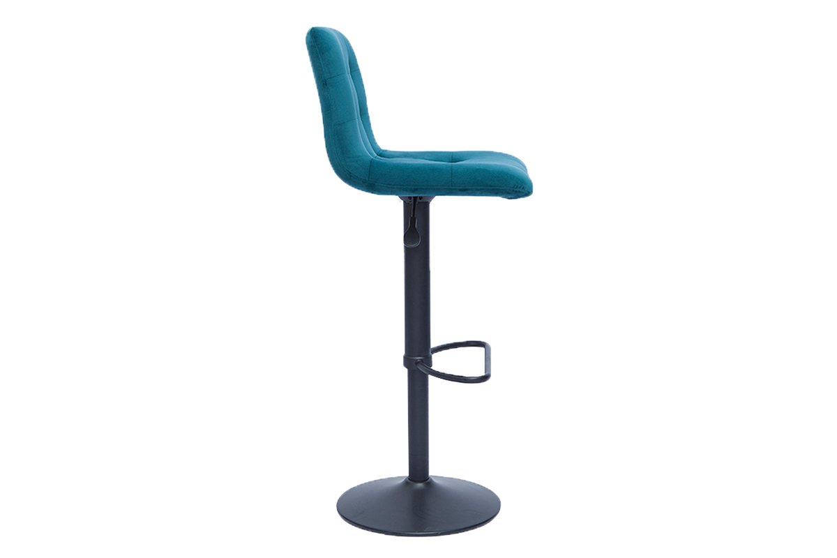 Sgabelli da bar design regolabili velluto blu petrolio (set di 2) ESCAPE