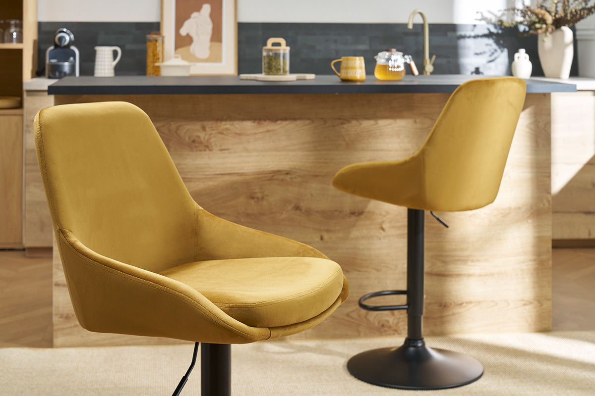 Sgabelli da bar design regolabili velluto bronzo (set di 2) HOLO