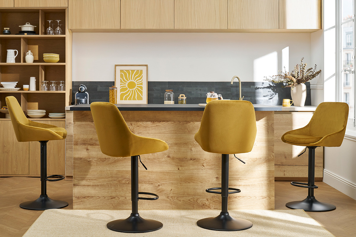 Sgabelli da bar design regolabili velluto bronzo (set di 2) HOLO
