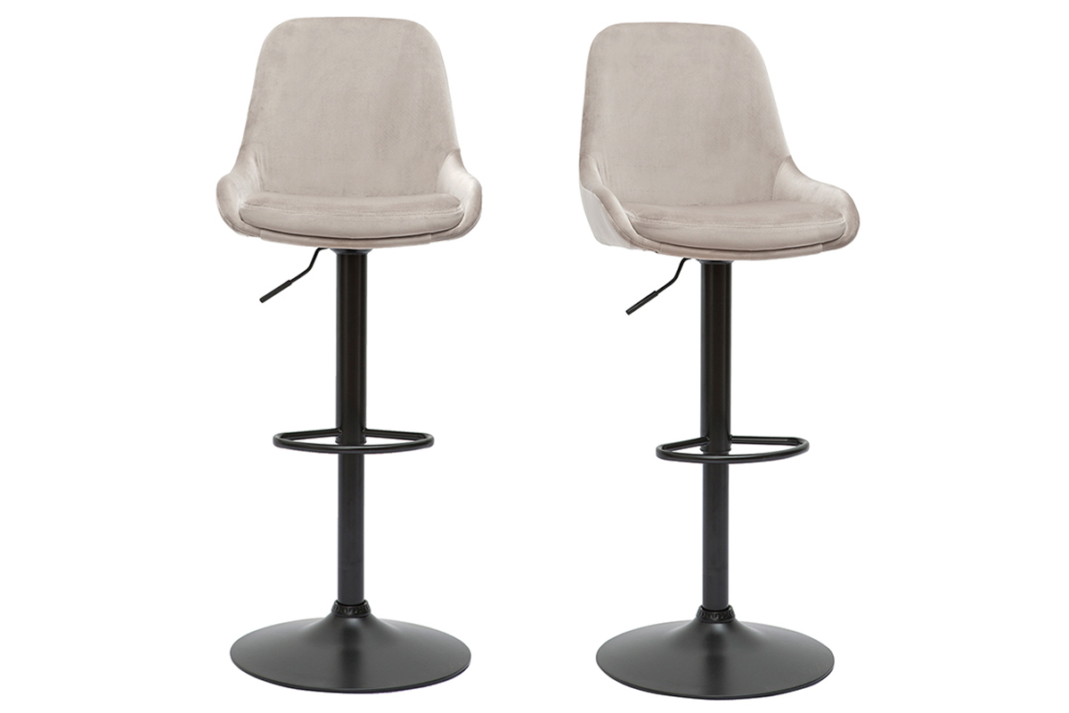 Sgabelli da bar design regolabili velluto color talpa (set di 2) HOLO