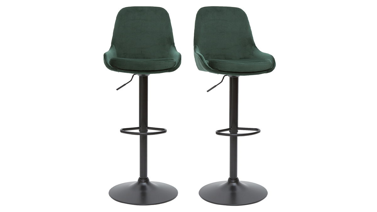 Sgabelli da bar design regolabili velluto verde (set di 2) HOLO