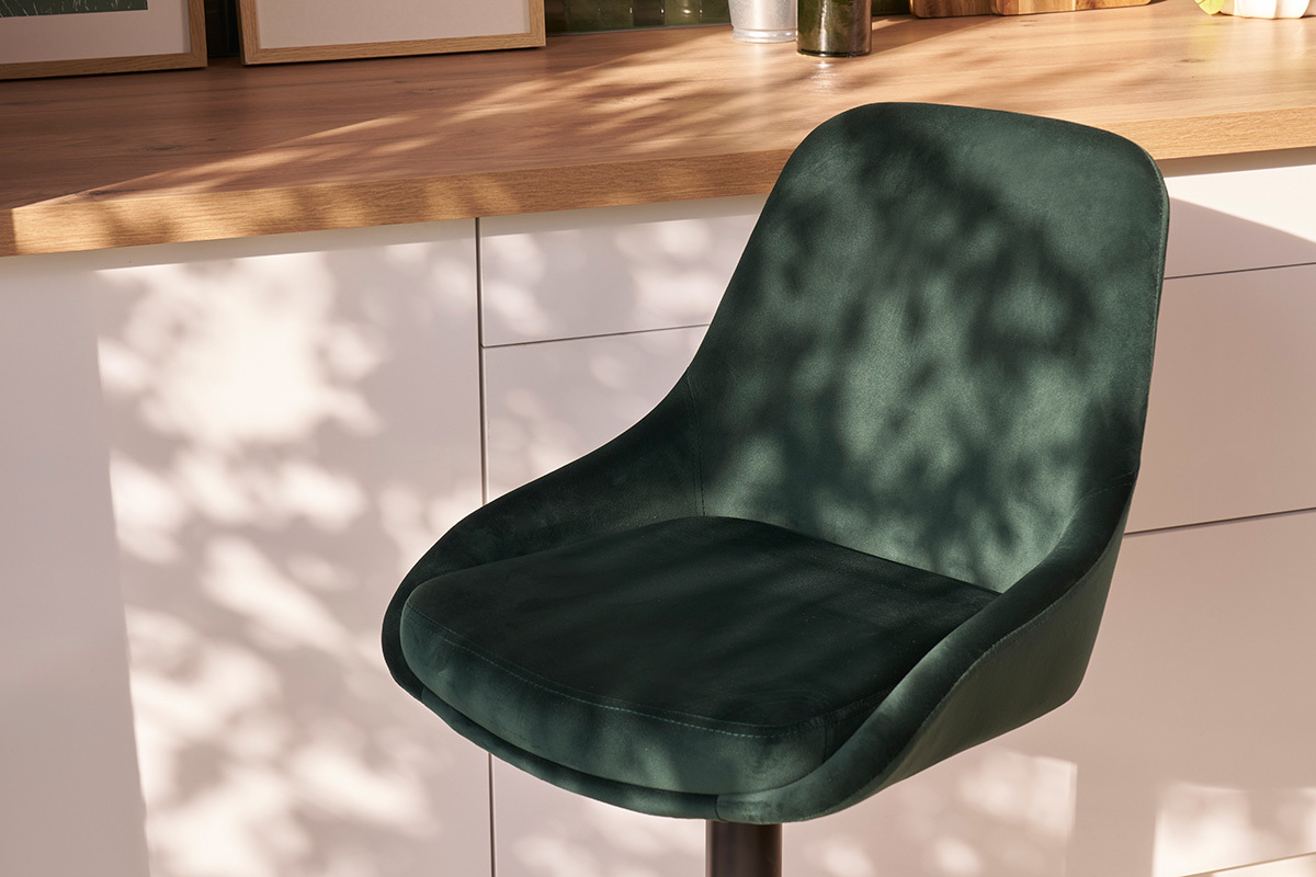 Sgabelli da bar design regolabili velluto verde (set di 2) HOLO