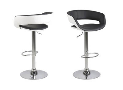 Sgabelli da bar design set di 2 nero e bianco eco pelle GRAVIT V2