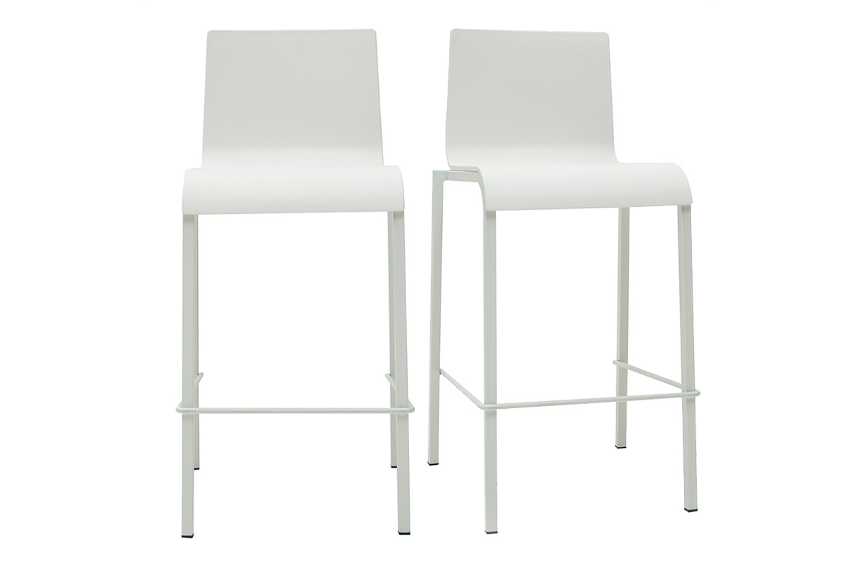 Sgabelli da bar di design impilabili bianchi H65 cm (set di 2) KUPA