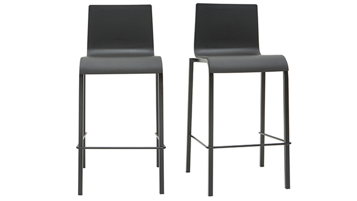 Sgabelli da bar di design impilabili neri H65 cm (set di 2) KUPA