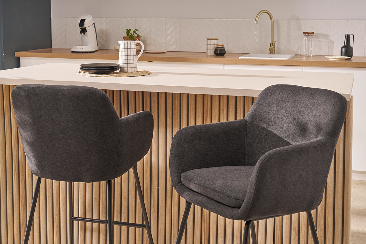 Sgabelli da bar effetto velluto grigio scuro H65 cm (set di 2) AMIKA