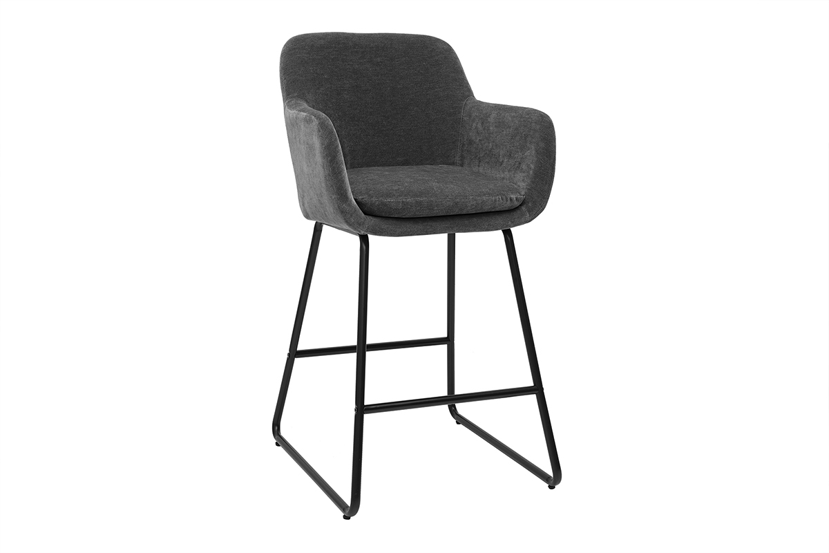 Sgabelli da bar effetto velluto grigio scuro H65 cm (set di 2) AMIKA