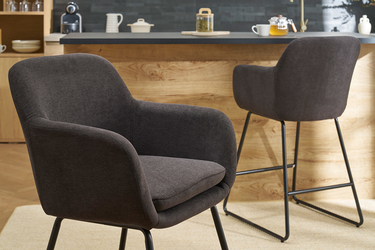 Sgabelli da bar effetto velluto grigio scuro H65 cm (set di 2) AMIKA