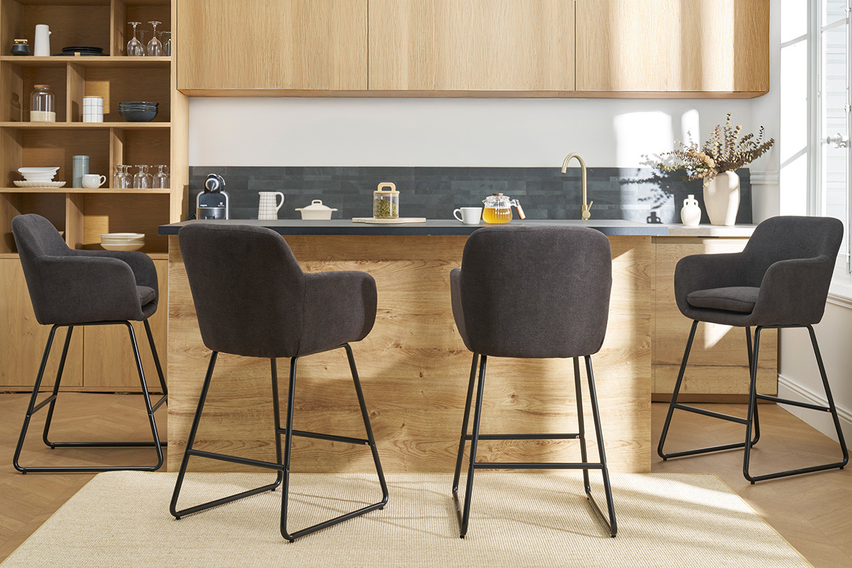 Sgabelli da bar effetto velluto grigio scuro H65 cm (set di 2) AMIKA
