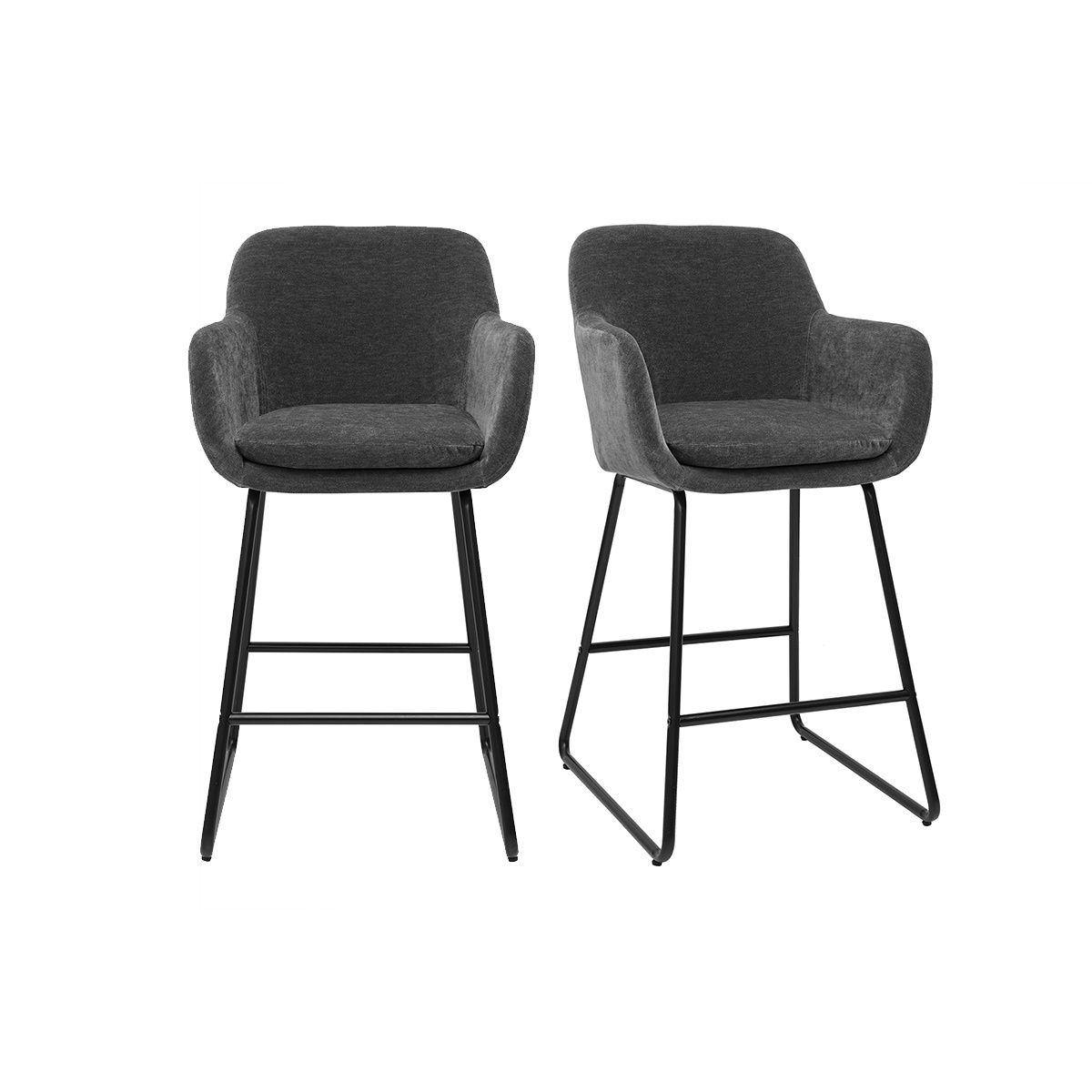 Sgabelli da bar effetto velluto grigio scuro H65 cm (set di 2) AMIKA