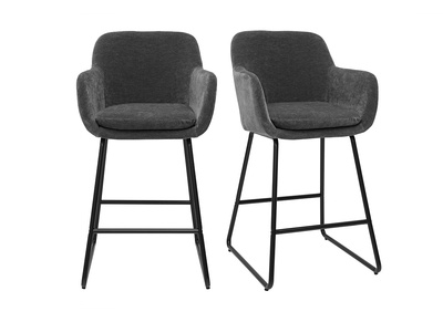 Sgabelli da bar effetto velluto grigio scuro H65 cm (set di 2) AMIKA