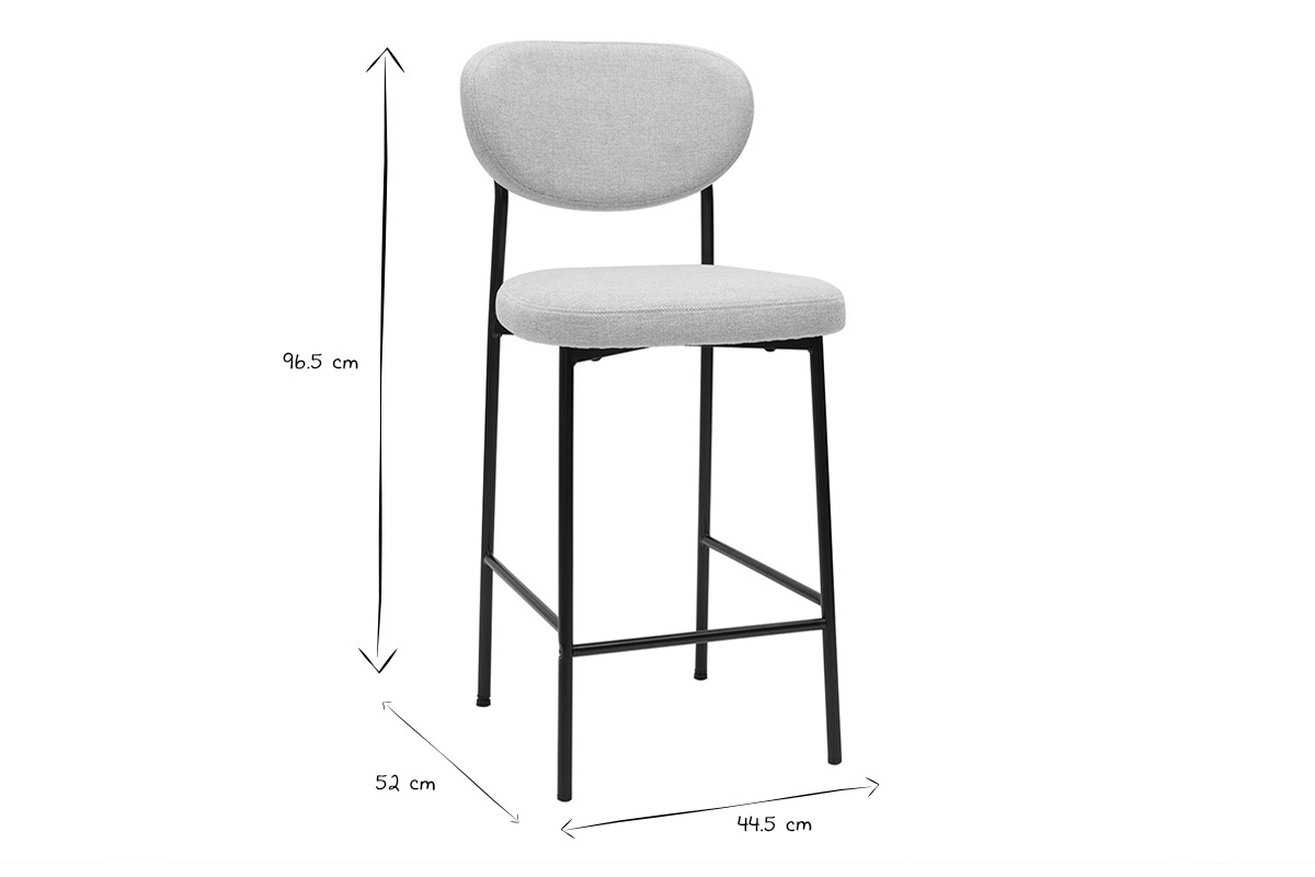 Sgabelli da bar fissi in tessuto effetto velluto beige testurizzato H65 cm (set da 2) BREKA