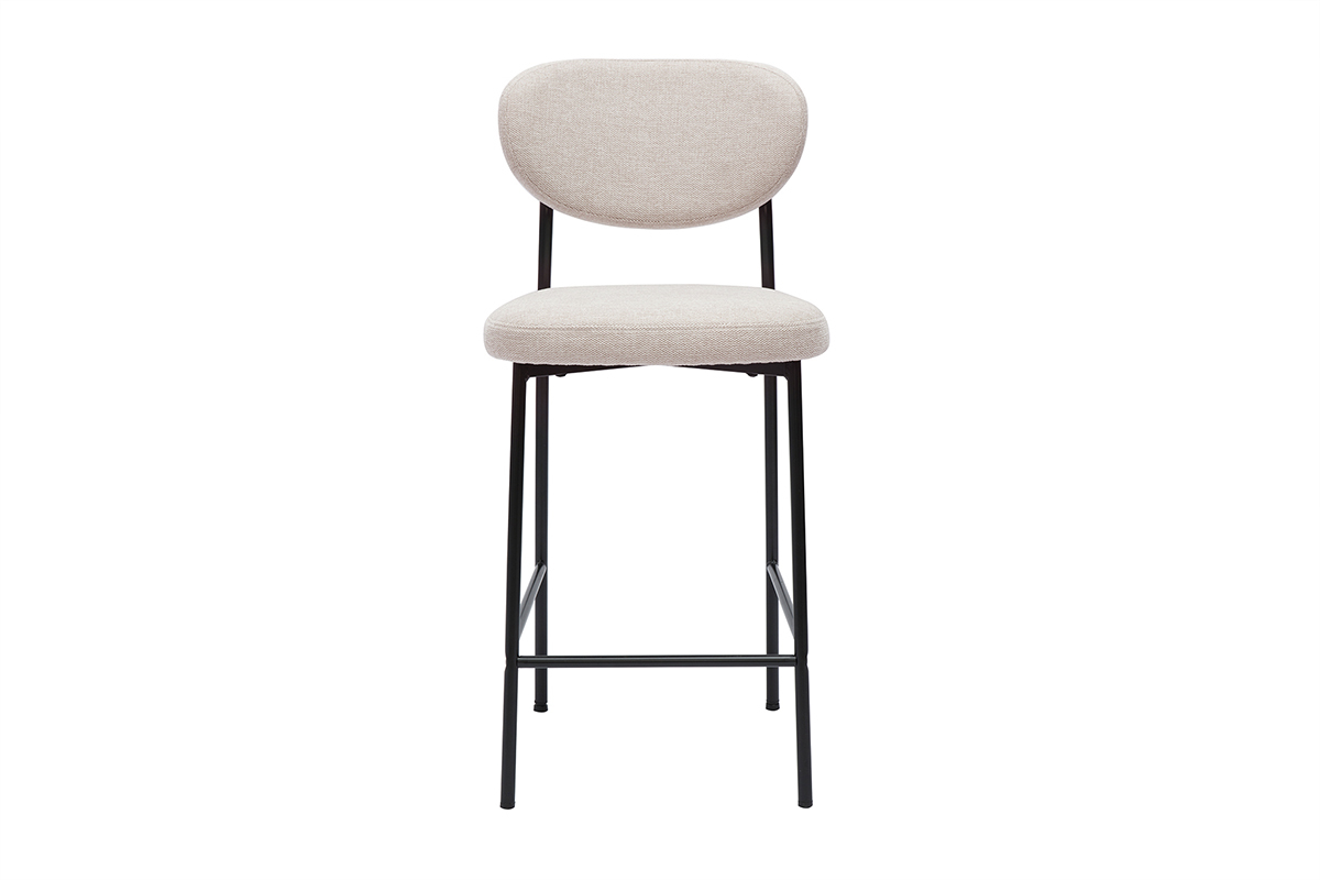 Sgabelli da bar fissi in tessuto effetto velluto beige testurizzato H65 cm (set da 2) BREKA