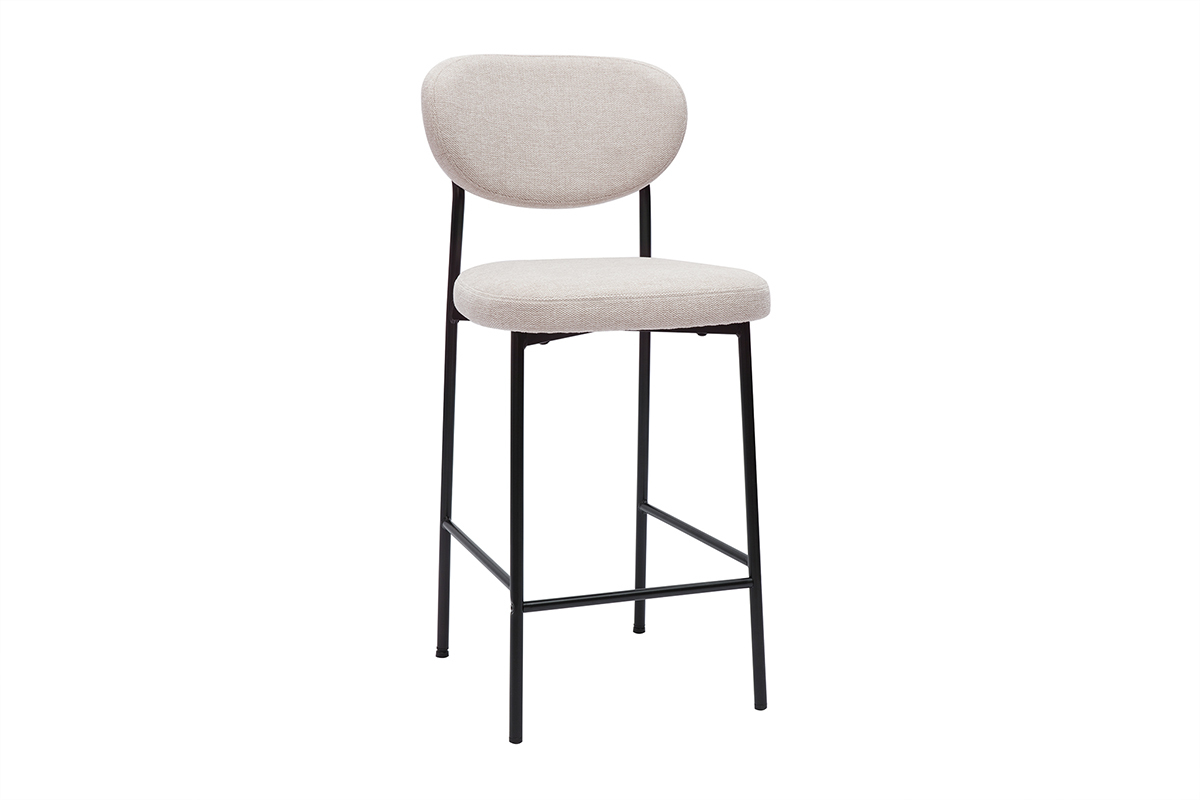 Sgabelli da bar fissi in tessuto effetto velluto beige testurizzato H65 cm (set da 2) BREKA