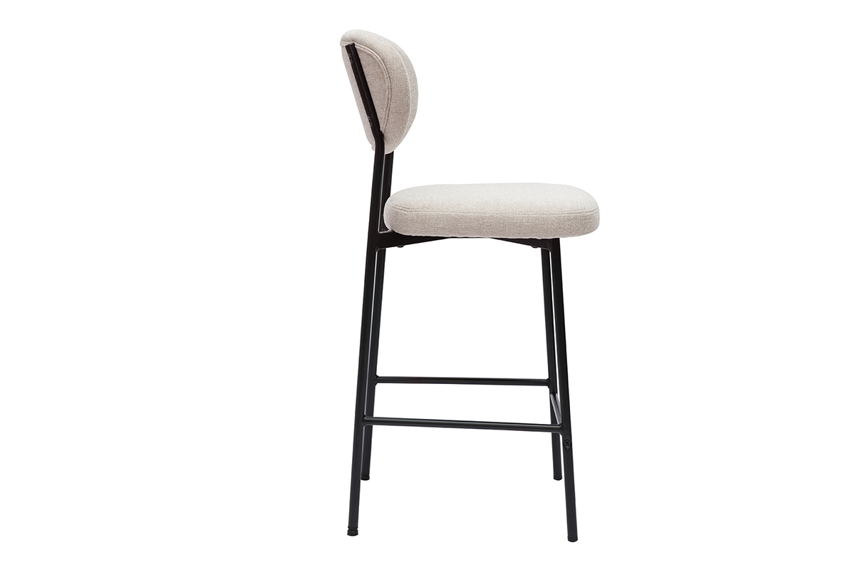 Sgabelli da bar fissi in tessuto effetto velluto beige testurizzato H65 cm (set da 2) BREKA