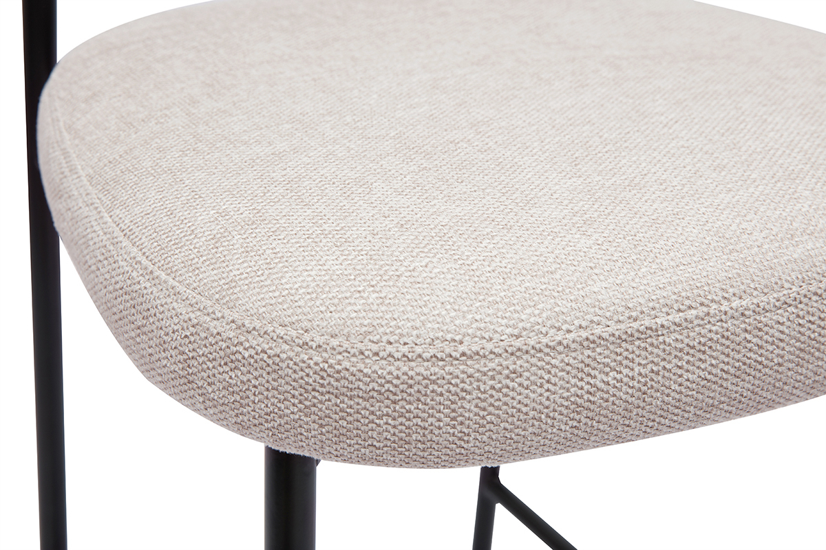 Sgabelli da bar fissi in tessuto effetto velluto beige testurizzato H65 cm (set da 2) BREKA