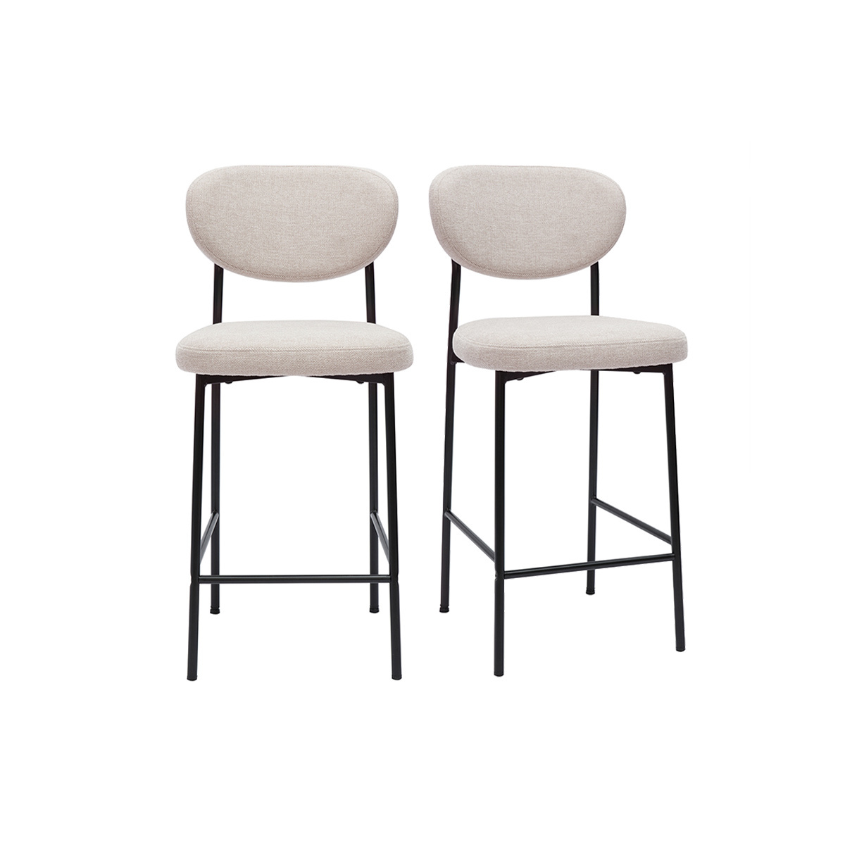 Sgabelli da bar fissi in tessuto effetto velluto beige testurizzato H65 cm (set da 2) BREKA