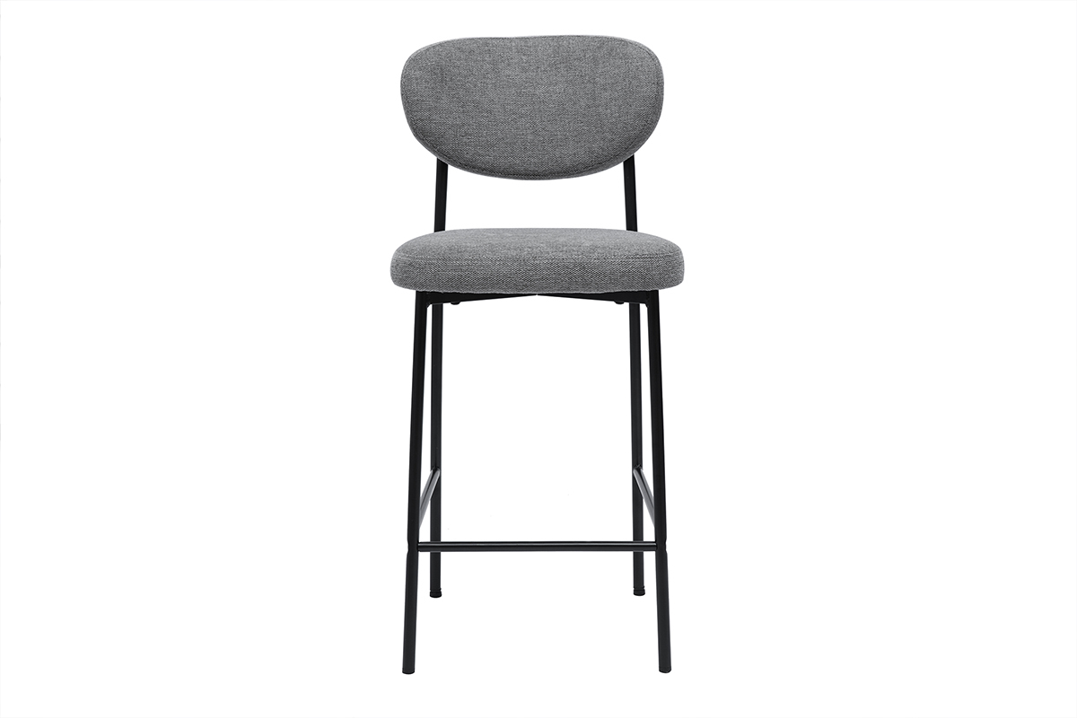 Sgabelli da bar fissi in tessuto effetto velluto grigio chiaro testurizzato H65 cm (set di 2) BREKA