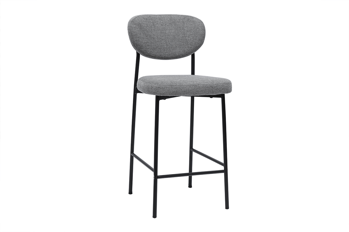 Sgabelli da bar fissi in tessuto effetto velluto grigio chiaro testurizzato H65 cm (set di 2) BREKA