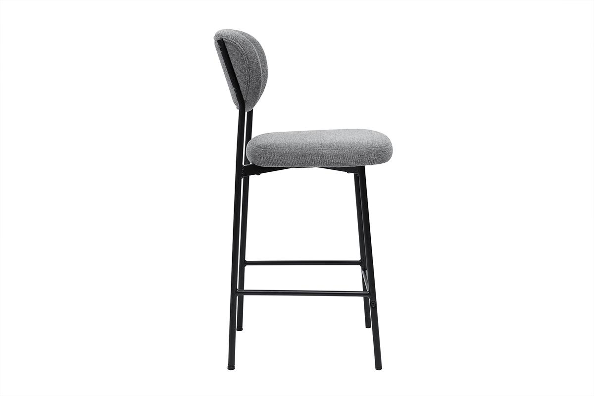 Sgabelli da bar fissi in tessuto effetto velluto grigio chiaro testurizzato H65 cm (set di 2) BREKA