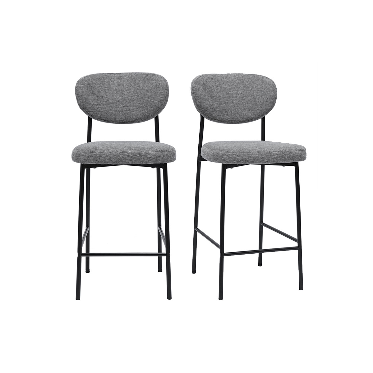 Sgabelli da bar fissi in tessuto effetto velluto grigio chiaro testurizzato H65 cm (set di 2) BREKA
