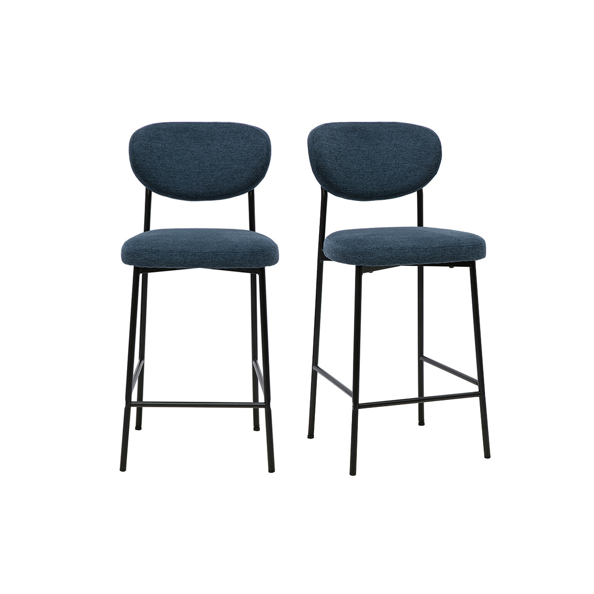Sgabelli da bar fissi in tessuto effetto velluto testurizzato blu scuro H65 cm (lotto di 2) BREKA