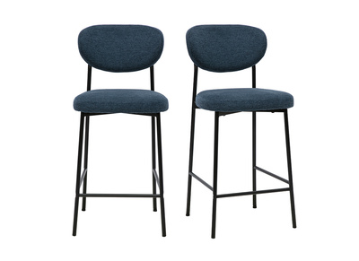 Sgabelli da bar fissi in tessuto effetto velluto testurizzato blu scuro H65 cm (lotto di 2) BREKA