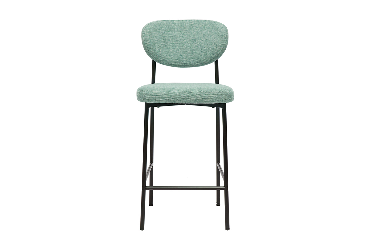 Sgabelli da bar fissi in tessuto effetto velluto testurizzato color celadon H65 cm (set di 2) BREKA