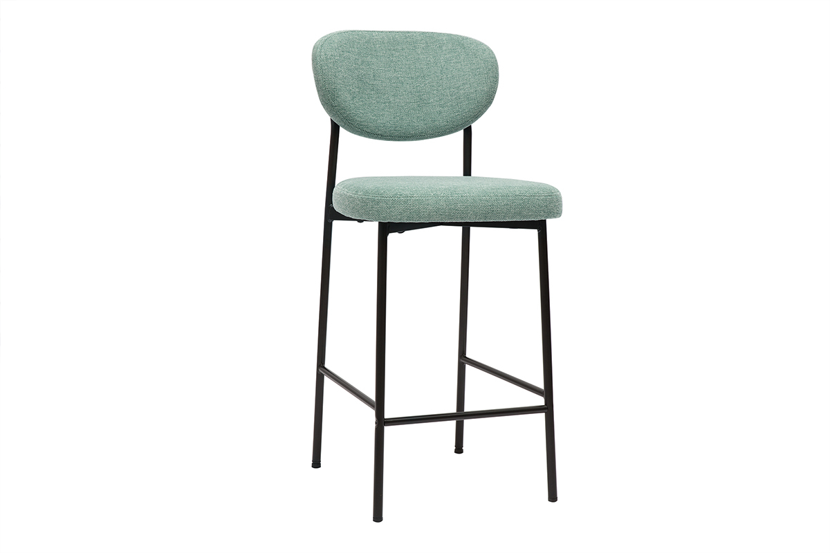 Sgabelli da bar fissi in tessuto effetto velluto testurizzato color celadon H65 cm (set di 2) BREKA