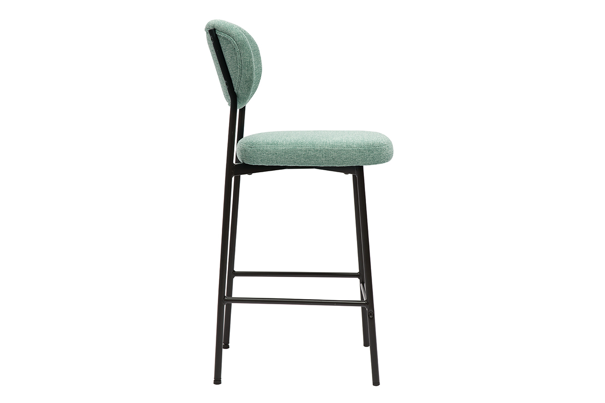 Sgabelli da bar fissi in tessuto effetto velluto testurizzato color celadon H65 cm (set di 2) BREKA