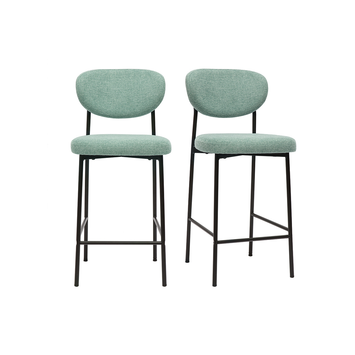 Sgabelli da bar fissi in tessuto effetto velluto testurizzato color celadon H65 cm (set di 2) BREKA