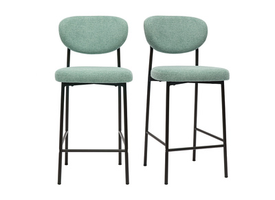 Sgabelli da bar fissi in tessuto effetto velluto testurizzato color celadon H65 cm (set di 2) BREKA