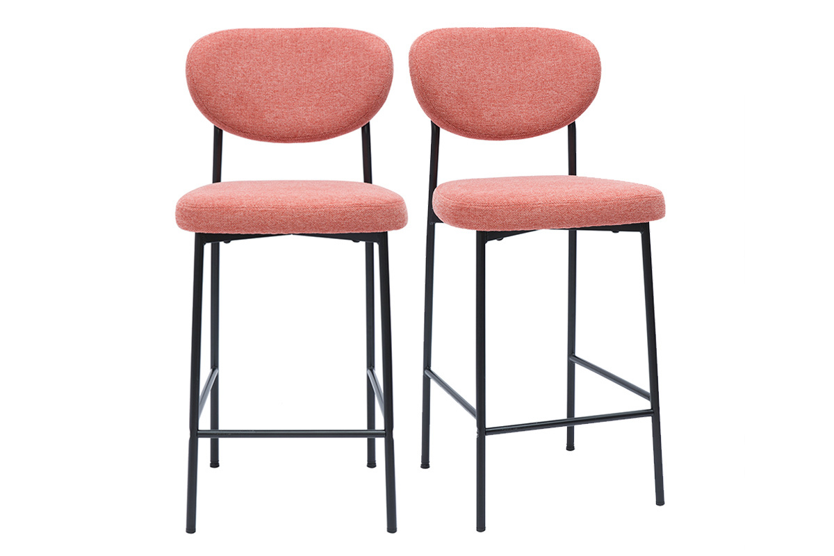 Sgabelli da bar fissi in tessuto effetto velluto testurizzato terracotta H65 cm (set di 2) BREKA