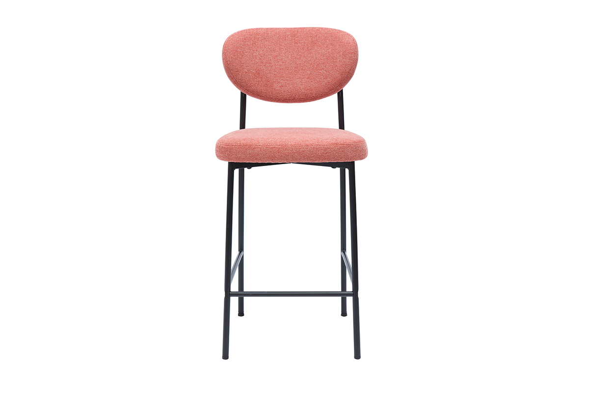 Sgabelli da bar fissi in tessuto effetto velluto testurizzato terracotta H65 cm (set di 2) BREKA