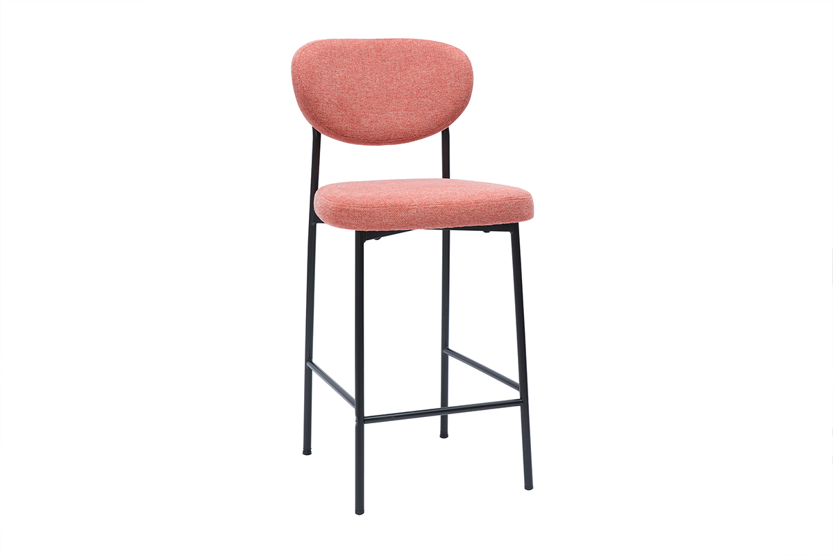 Sgabelli da bar fissi in tessuto effetto velluto testurizzato terracotta H65 cm (set di 2) BREKA