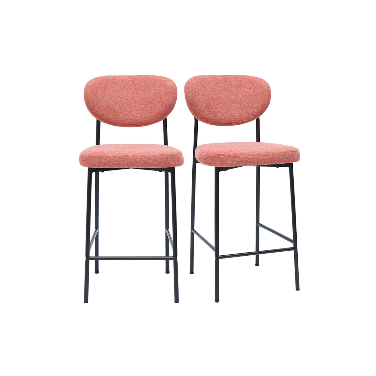 Sgabelli da bar fissi in tessuto effetto velluto testurizzato terracotta H65 cm (set di 2) BREKA