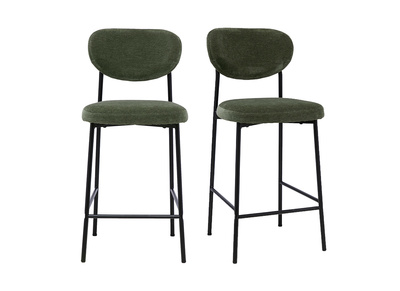 Sgabelli da bar fissi in tessuto effetto velluto verde kaki H65 cm (lotto di 2) BREKA