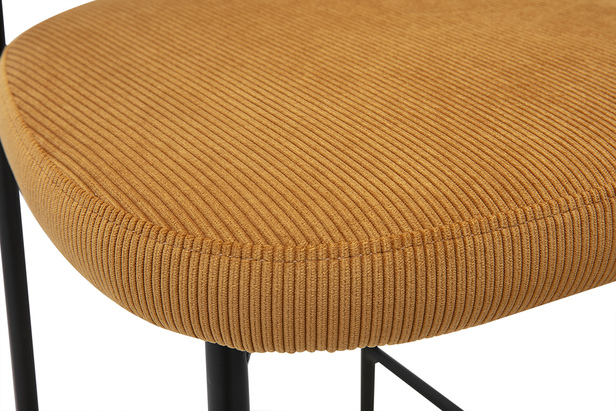 Sgabelli da bar fissi in tessuto velluto a coste giallo curry H65 cm (set di 2) BREKA