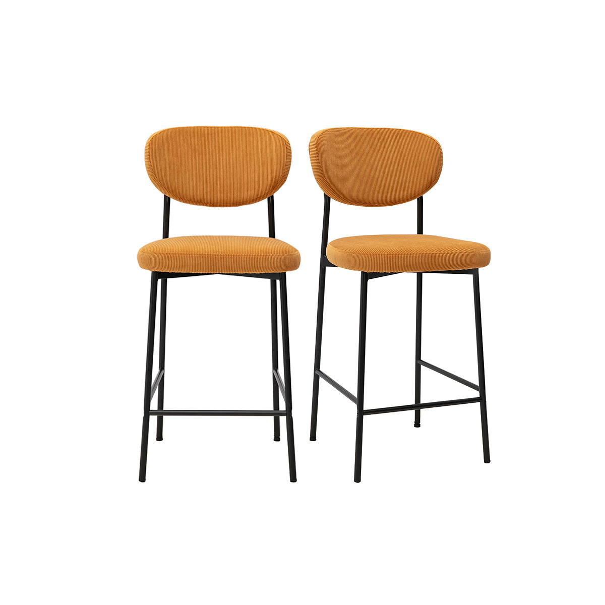 Sgabelli da bar fissi in tessuto velluto a coste giallo curry H65 cm (set di 2) BREKA
