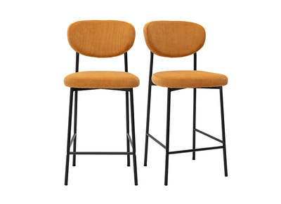 Sgabelli da bar fissi in tessuto velluto a coste giallo curry H65 cm (set di 2) BREKA