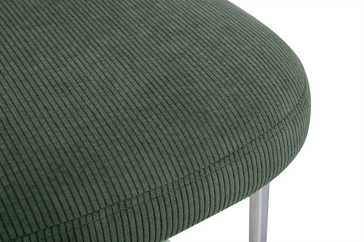 Sgabelli da bar fissi in tessuto velluto a coste verde kaki H65 cm (lotto di 2) BREKA