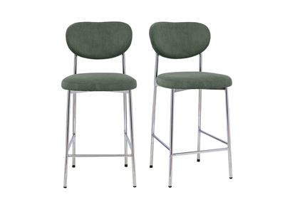Sgabelli da bar fissi in tessuto velluto a coste verde kaki H65 cm (lotto di 2) BREKA