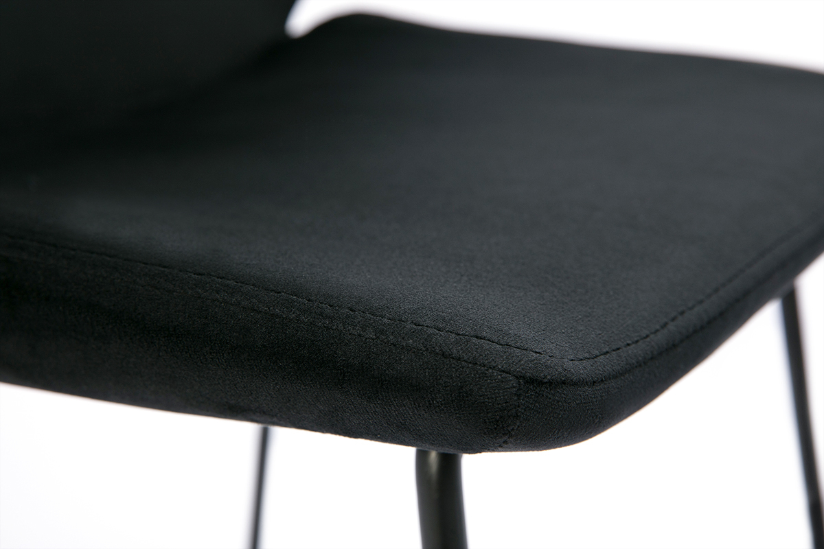 Sgabelli da bar fissi in tessuto velluto nero base metallo nero (set di 2) KAOLY