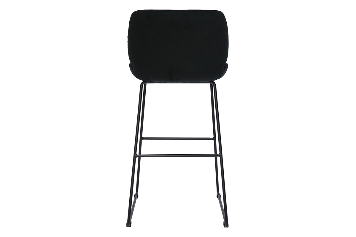 Sgabelli da bar fissi in tessuto velluto nero base metallo nero H65 (set di 2) KAOLY