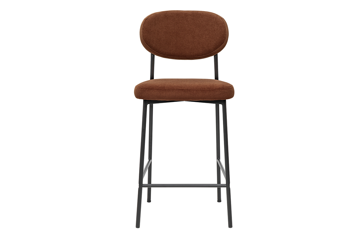 Sgabelli da bar fissi in velluto a coste terra bruciata H65 cm (set di 2) BREKA